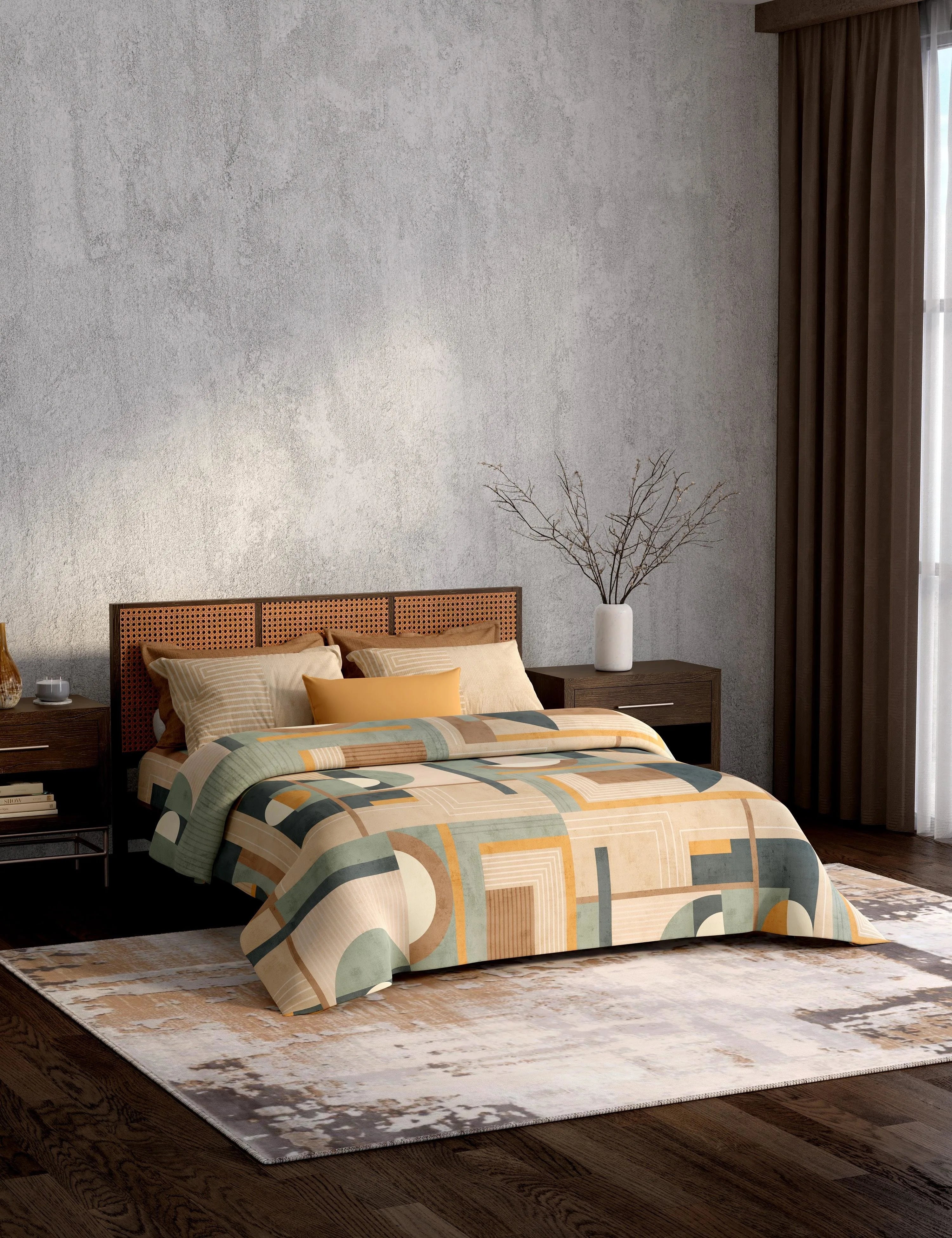 Portico New York Dimension Collection 100% Cotton Health Pro Printed Super King Bedsheet with 4Pillow Cover SS2026