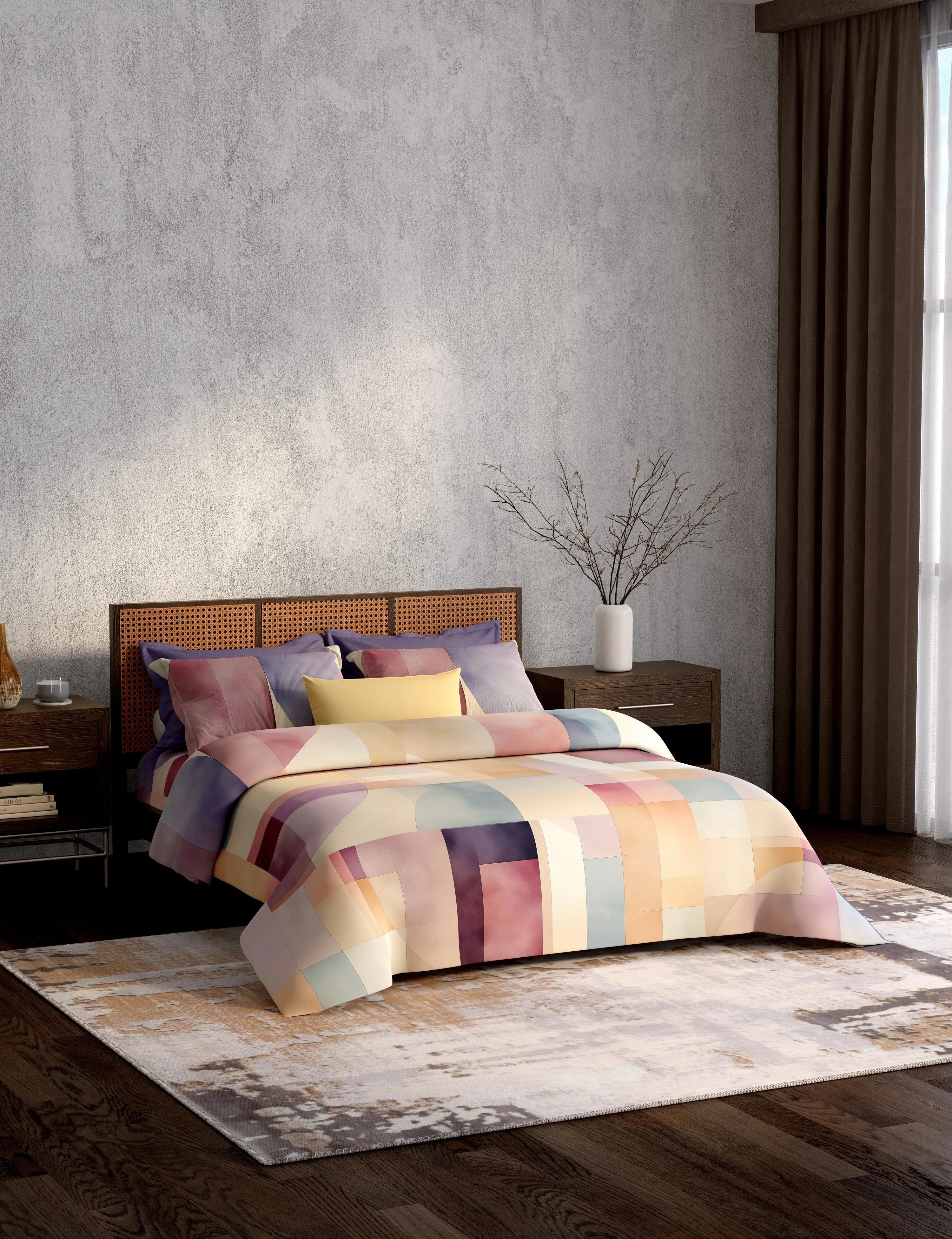 Portico New York Dimension Collection 100% Cotton Health Pro Printed Super King Bedsheet with 4Pillow Cover SS2026