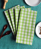 Linen Tea towel Gingham Pack Of 4 Green - grahsajja