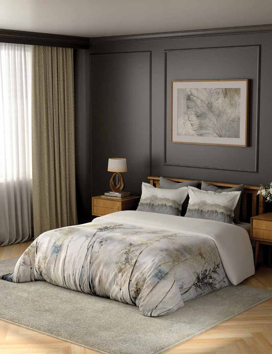 Portico New York Sketch Cascade TC 100% Cotton Health Pro Printed Super King Bedsheet with 2 Pillow Cover