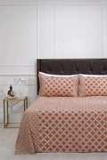 Block Printed Bedsheet Anj Rust 90 x 108inch - grahsajja