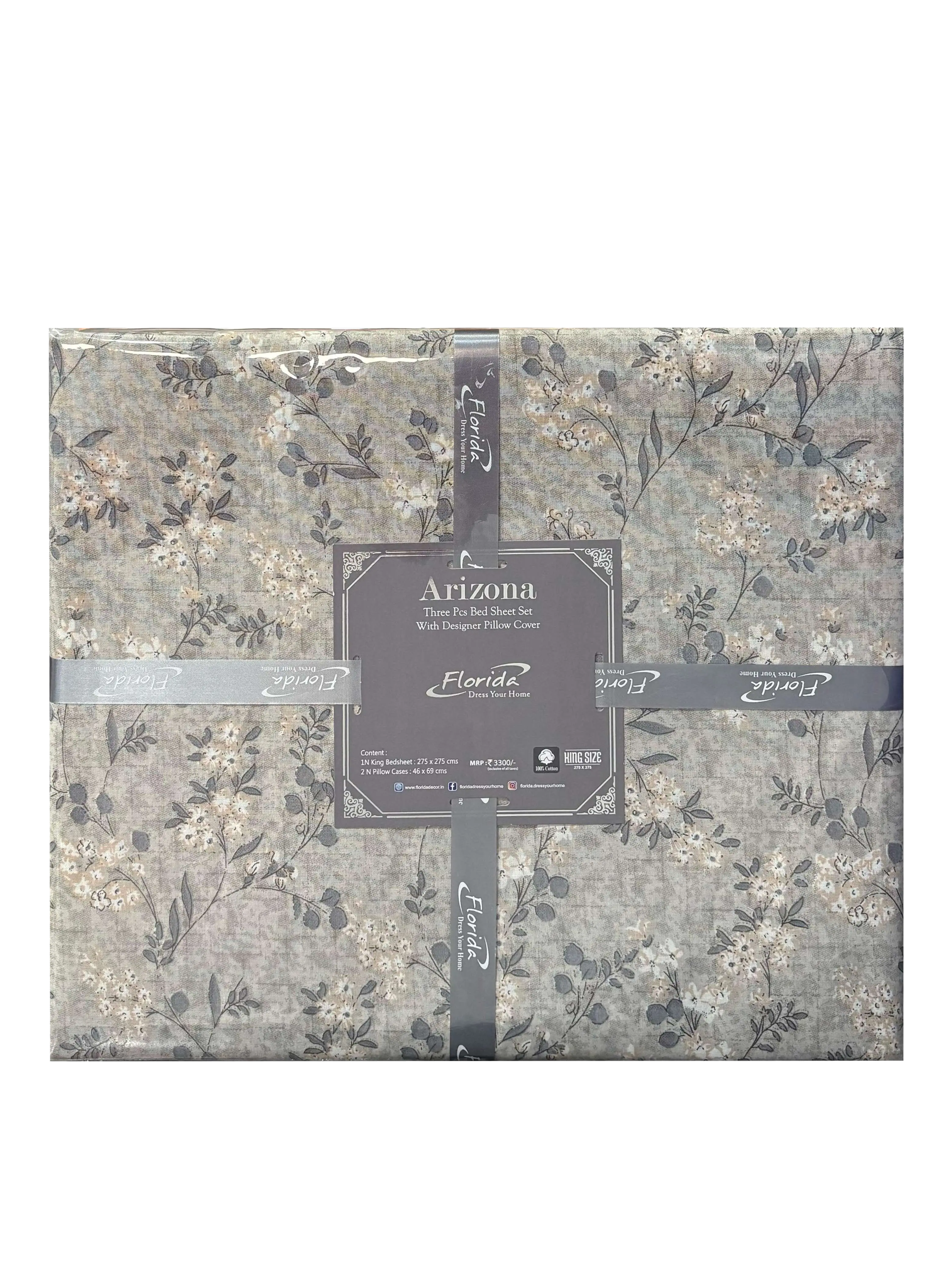 Florida Arizona 3 Pc Bedsheet set Super King Size Florida