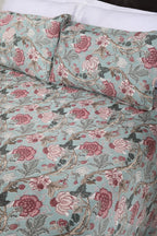 Blooming Chintz Cotton Bedsheet 90 X 108 in - grahsajja