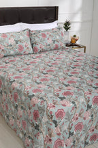Blooming Chintz Cotton Bedsheet 90 X 108 in - grahsajja