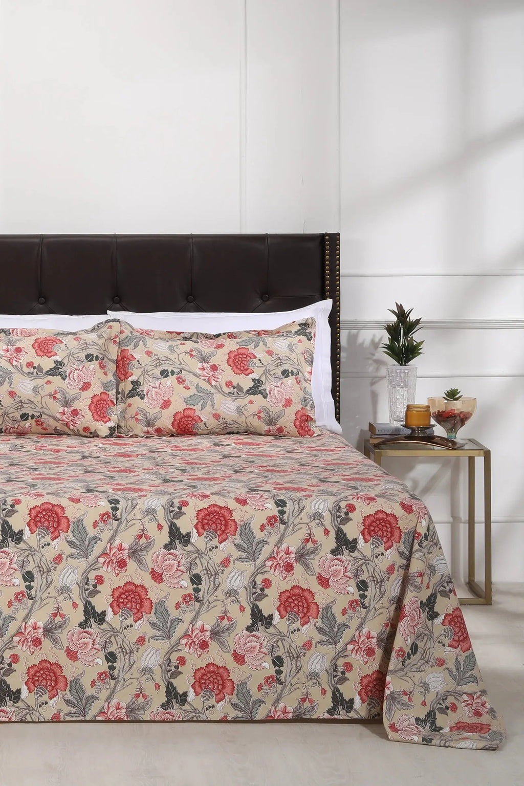Blooming Chintz Cotton Bedsheet 90 X 108 in - grahsajja