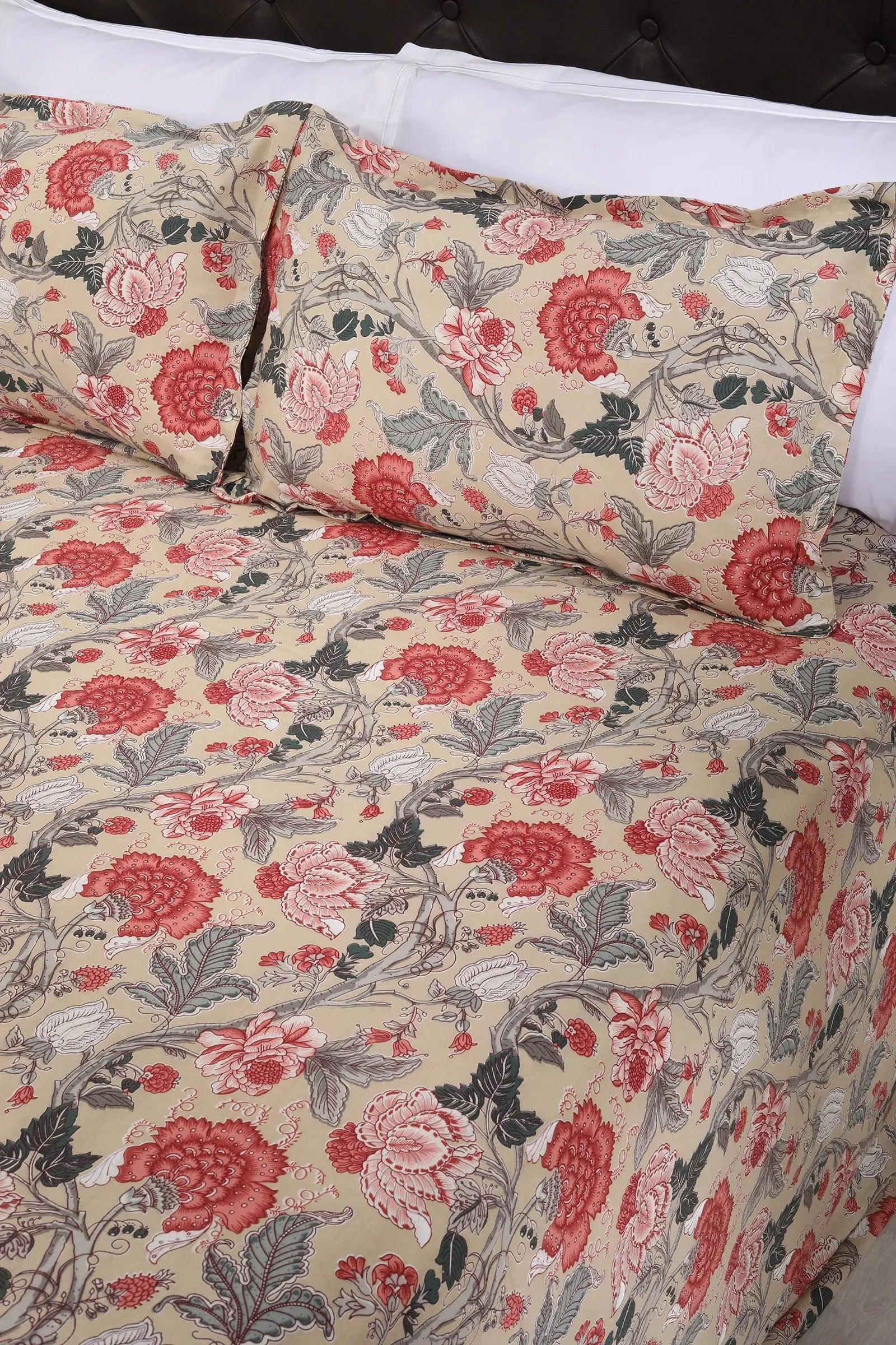 Blooming Chintz Cotton Bedsheet 90 X 108 in - grahsajja