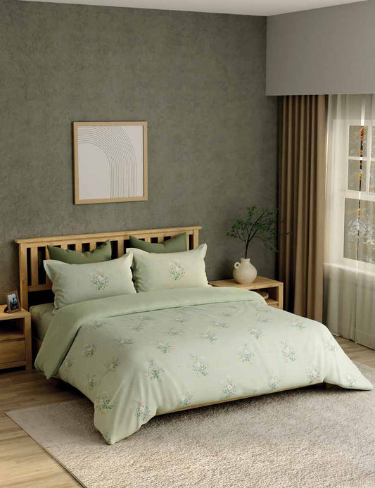 Portico New York Cadence 250 TC 100% Cotton Health Pro Printed Super King Bedsheet with 2 Pillow Cover