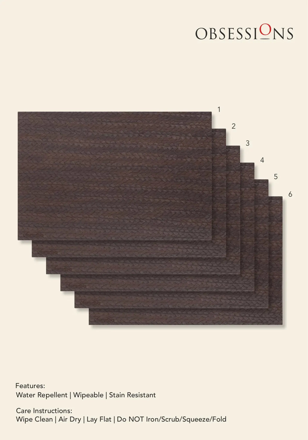 Obsessions Canvas Table Mat 6pcs Set OBSESSIONS