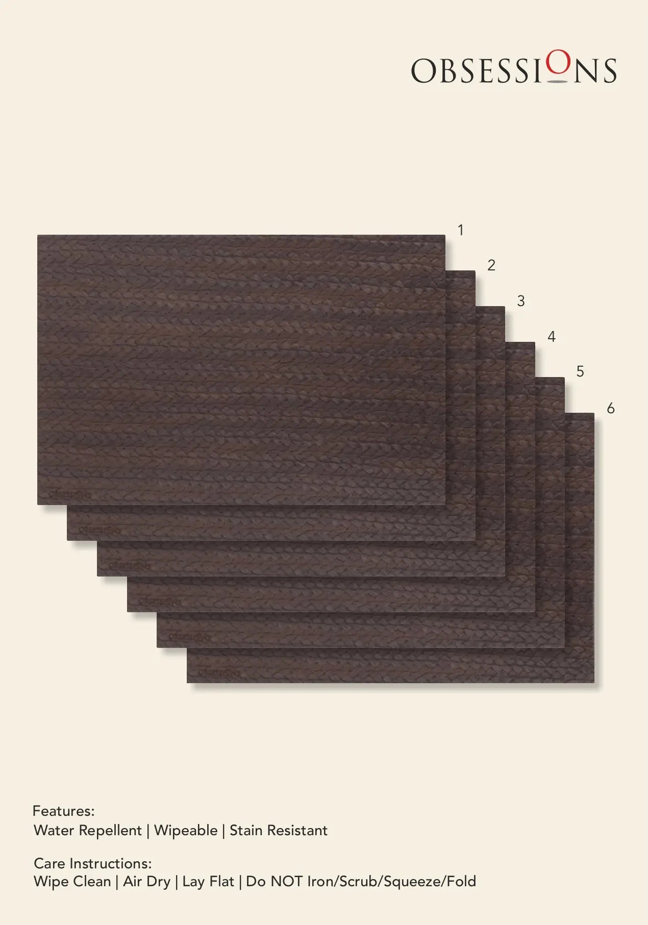 Obsessions Canvas Table Mat 6pcs Set OBSESSIONS