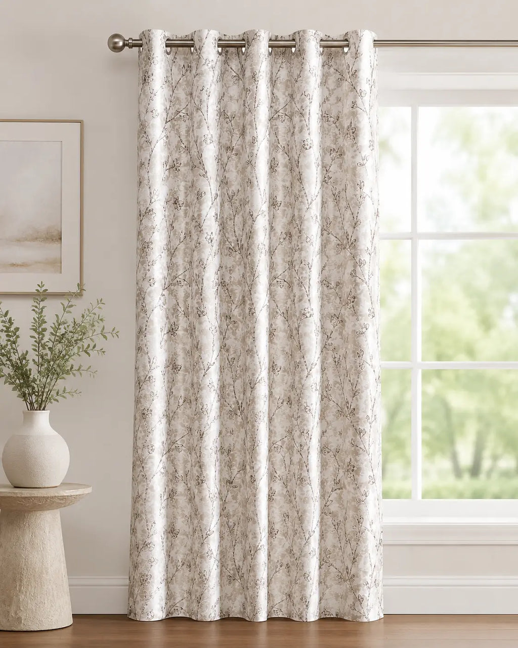 Brown Botanical Curtain | Grahsajja | Polyester | 48 Inch Width