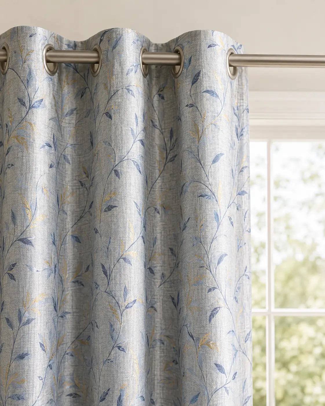 Blue Leaf Curtain | Grahsajja | Polyester | 48 Inch Width