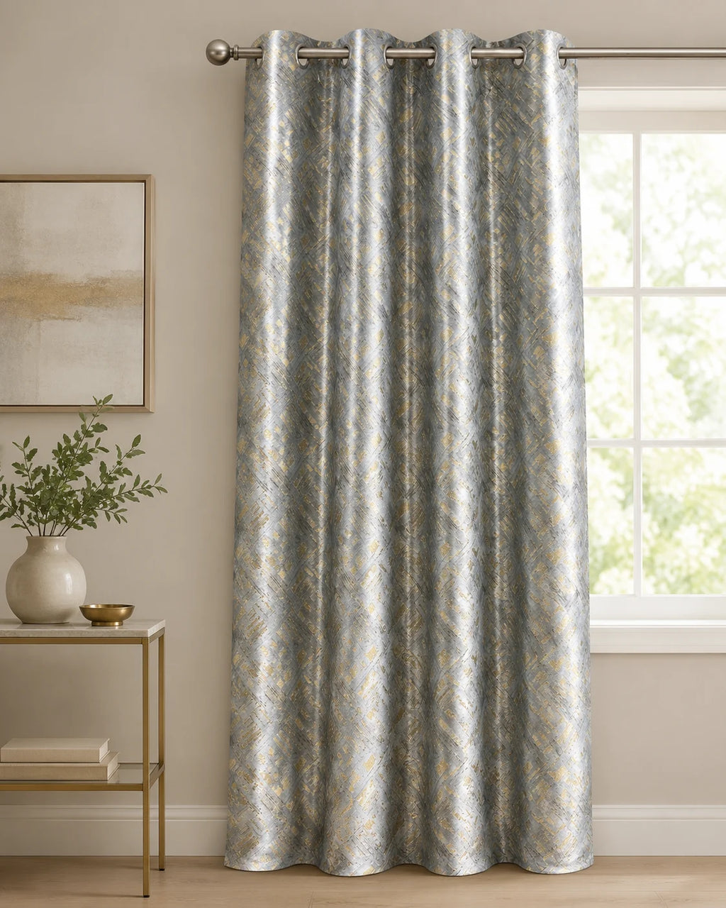 Des802  Abstract Curtain | Grahsajja | Polyester | 48 Inch Width