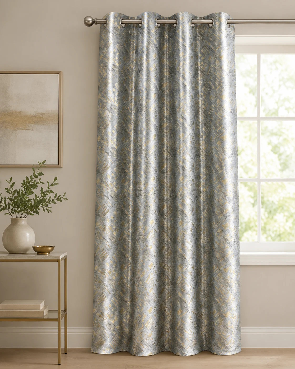 Des802  Abstract Curtain | Grahsajja | Polyester | 48 Inch Width