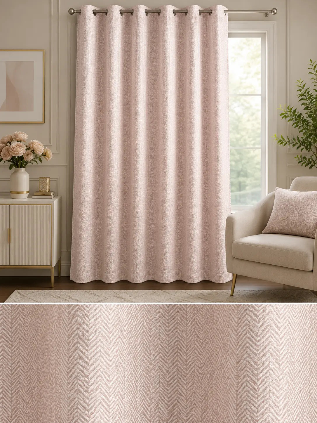 Design No. 1108 Curtain | Grahsajja | Polyester | 48 Inch Width Pink