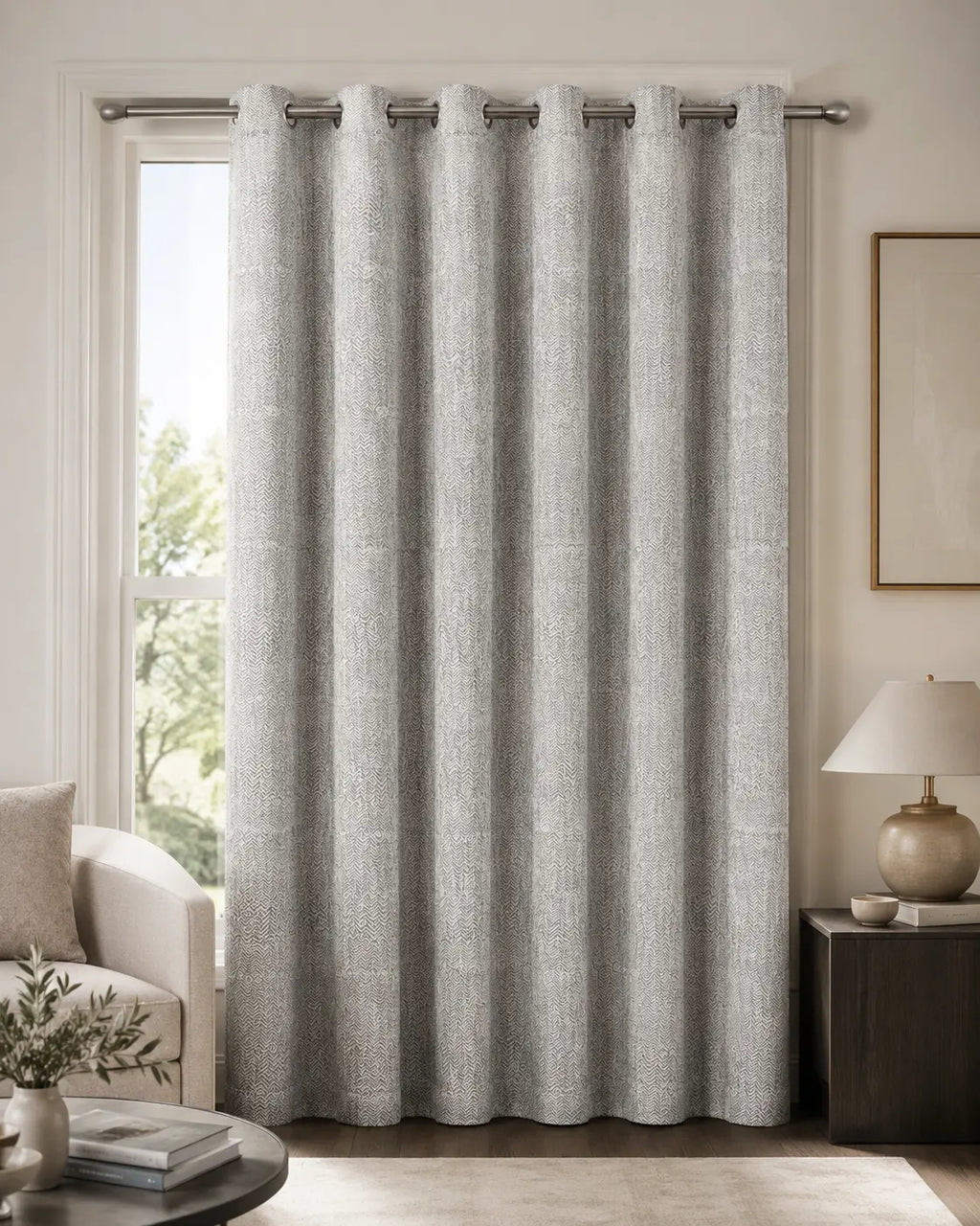 Design No. 1108 Curtain | Grahsajja | Polyester | 48 Inch Width Grey