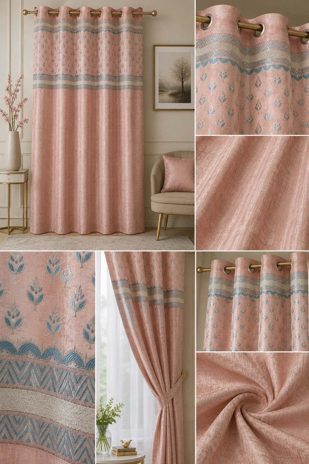Design No. 1202 Curtain | Grahsajja | Polyester | 48 Inch Width Pink