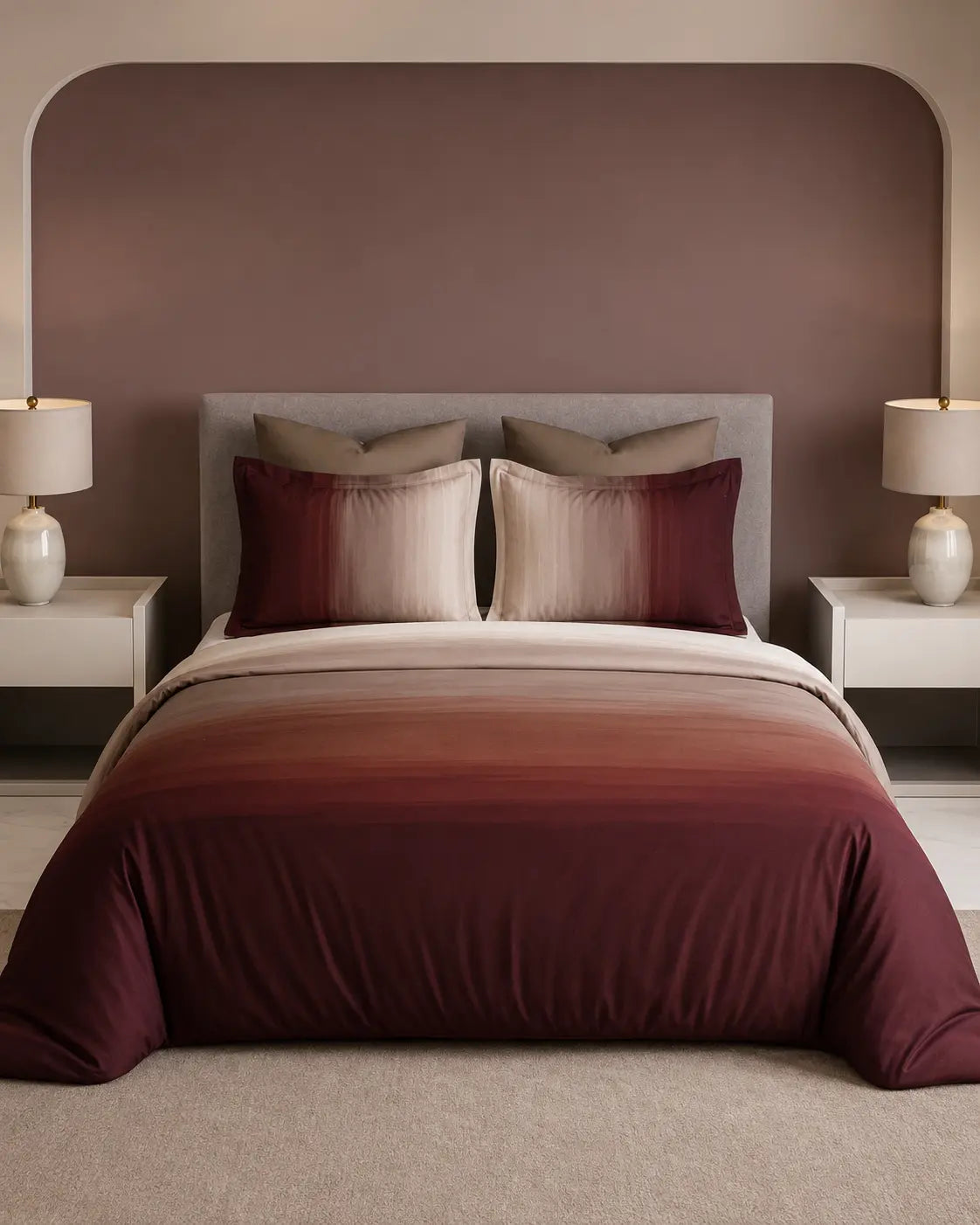D'decor Bedsheet Super King Size BALAYAGE Maroon Esteem Collection