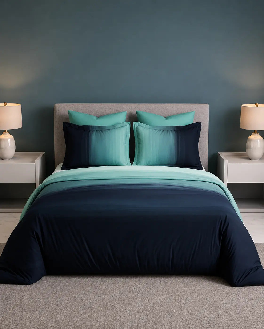 D'decor Bedsheet Super King Size BALAYAGE Tapestry Blue Esteem Collection