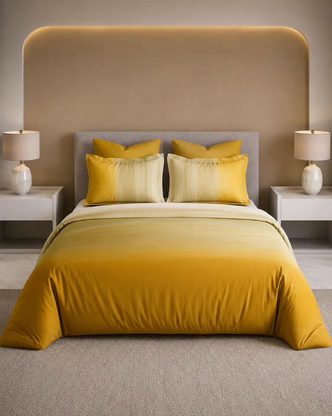 D'decor Bedsheet Super King Size BALAYAGE Amber Gold  Esteem Collection