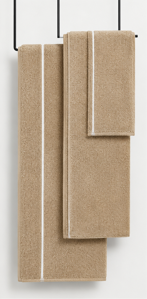 Set of beige towels Bamboo cotton Bath towel and Hand towel