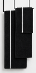 Black bamboo cotton towel with a white border.