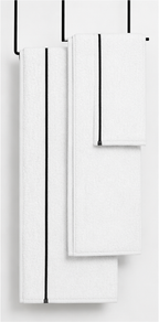 White bamboo cotton towel with black horizontal border.