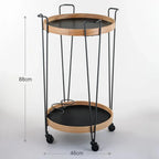 Circular Wooden Serving Cart - grahsajja