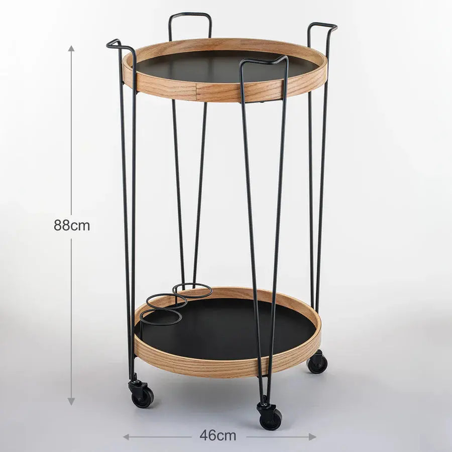 Circular Wooden Serving Cart - grahsajja