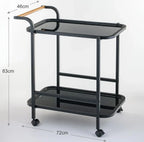 Elegant Glass Serving Cart with Black Metal Detailing - grahsajja
