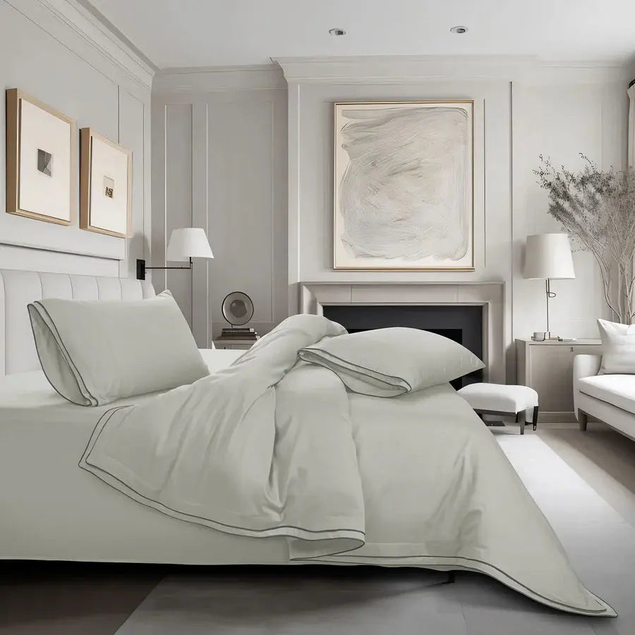 Premium 500 TC 100% Cotton Dolce Vita Bedding Light Grey SPREAD HOME PROD PVT LTD.