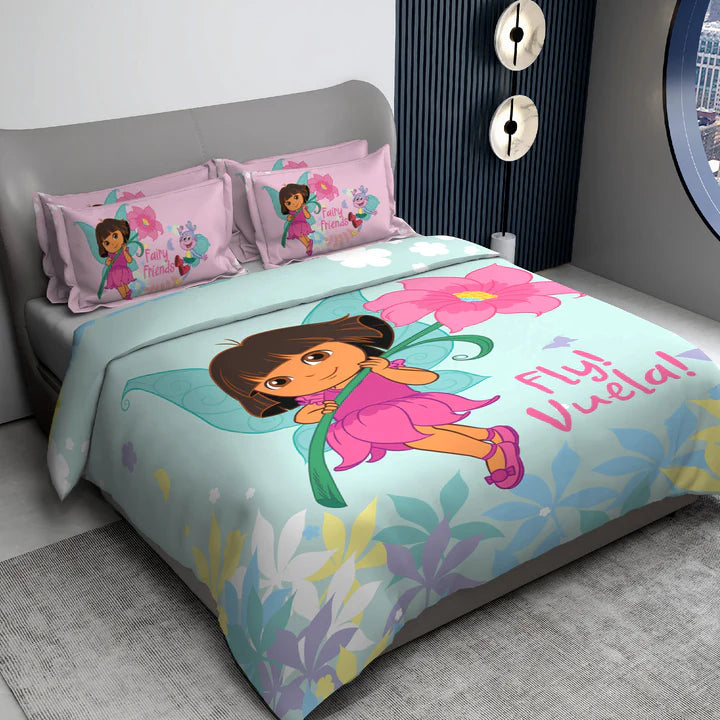 Dora Digital Printed 300TC Cotton Bedsheet (Fly)
