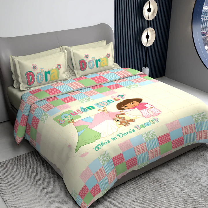 Dora Digital Printed 300TC Cotton Bedsheet (Tent)