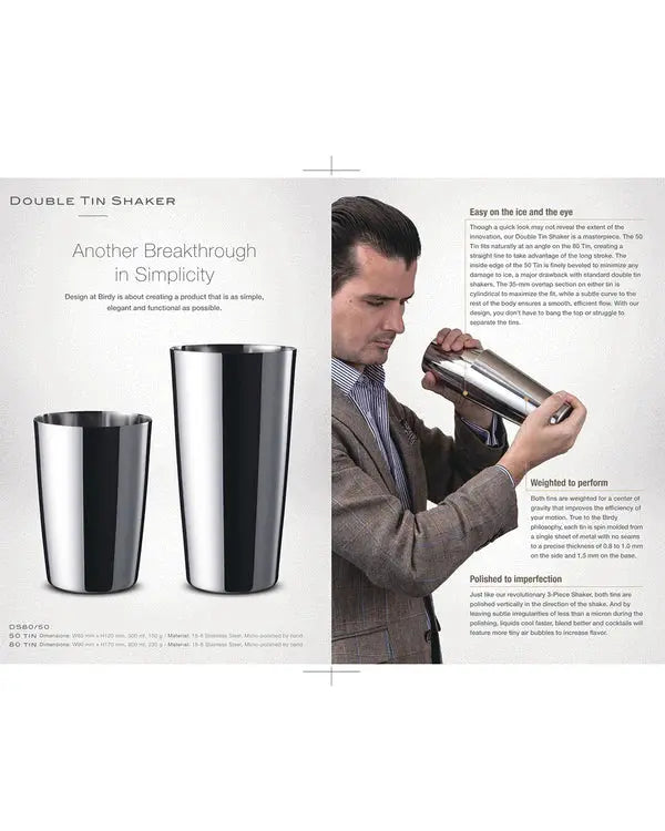 Double Tin Cocktail Shaker BIRDY