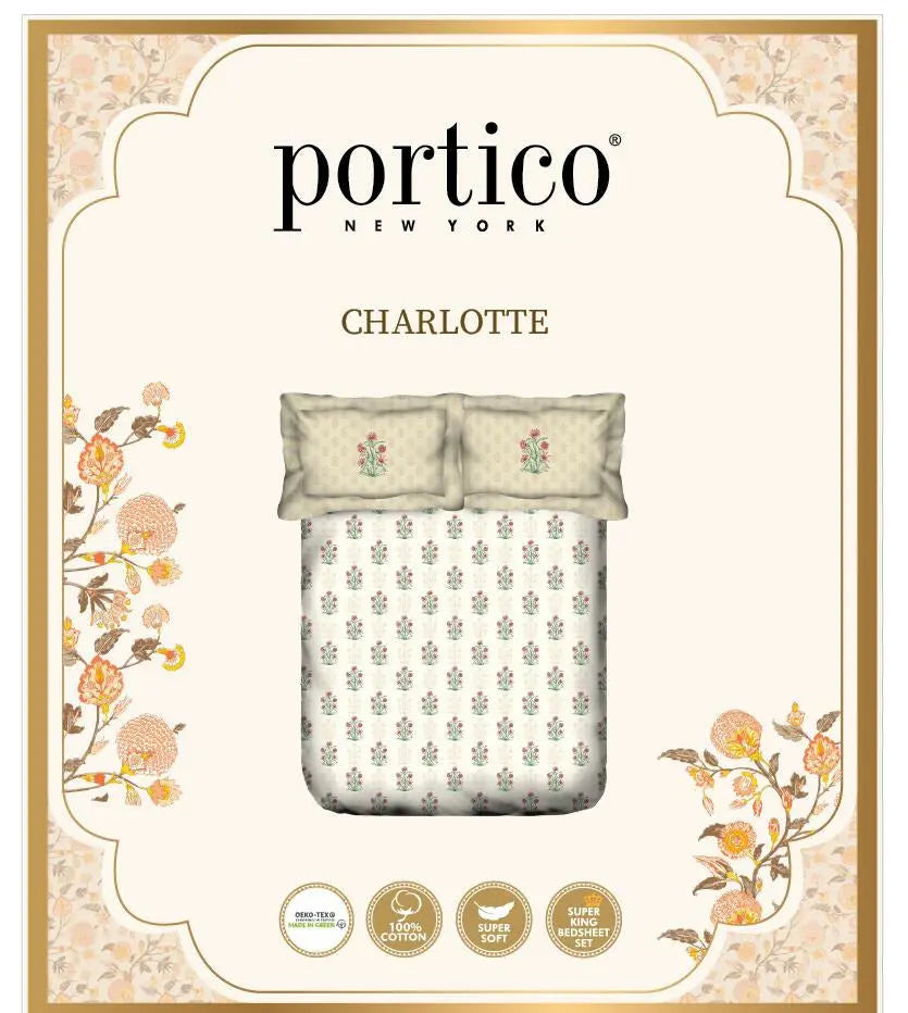 Portico Charlotte Super King Size Bedsheet - grahsajja