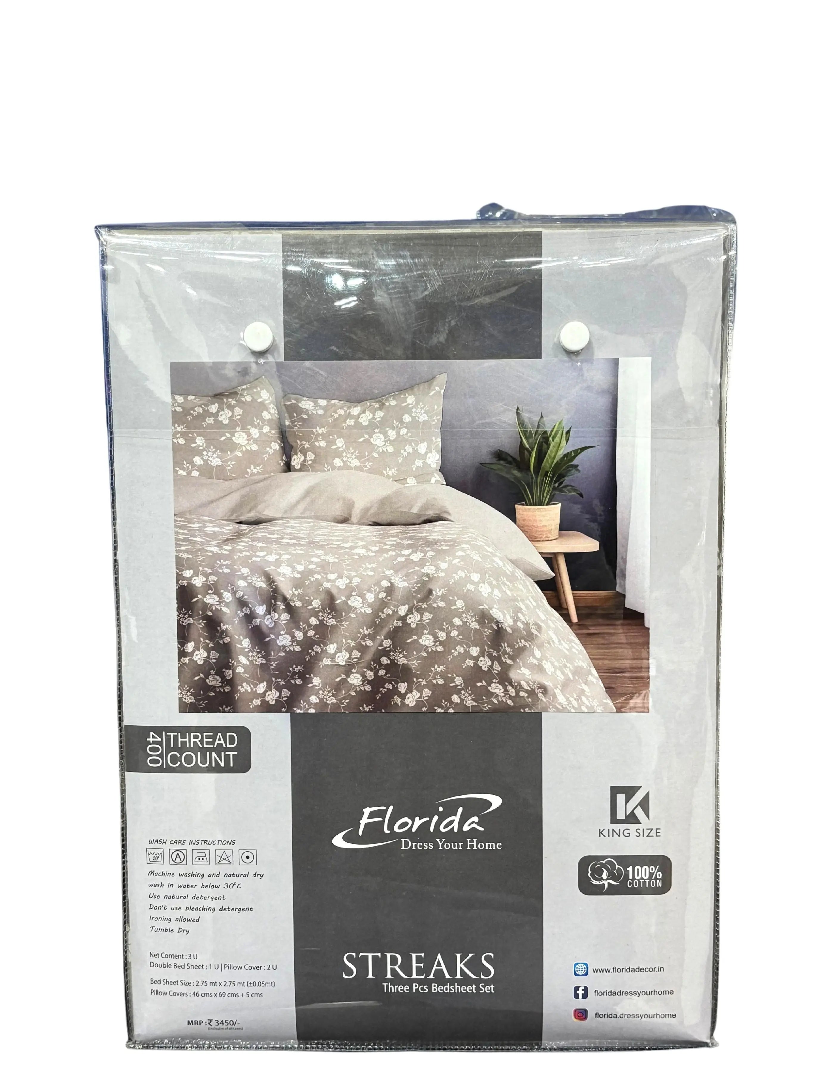 Florida New Sreak King SIze Bedsheet Printed with 2Pc Pillow Cover Florida