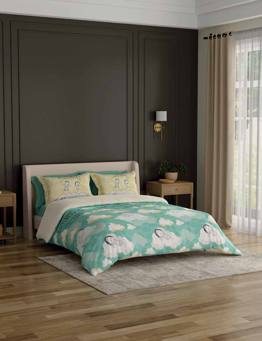 Portico New York Happiness Printed Cotton Super King Size Double Bed Bedsheet with Pillow Cover (274X274 cm, Multicolour)