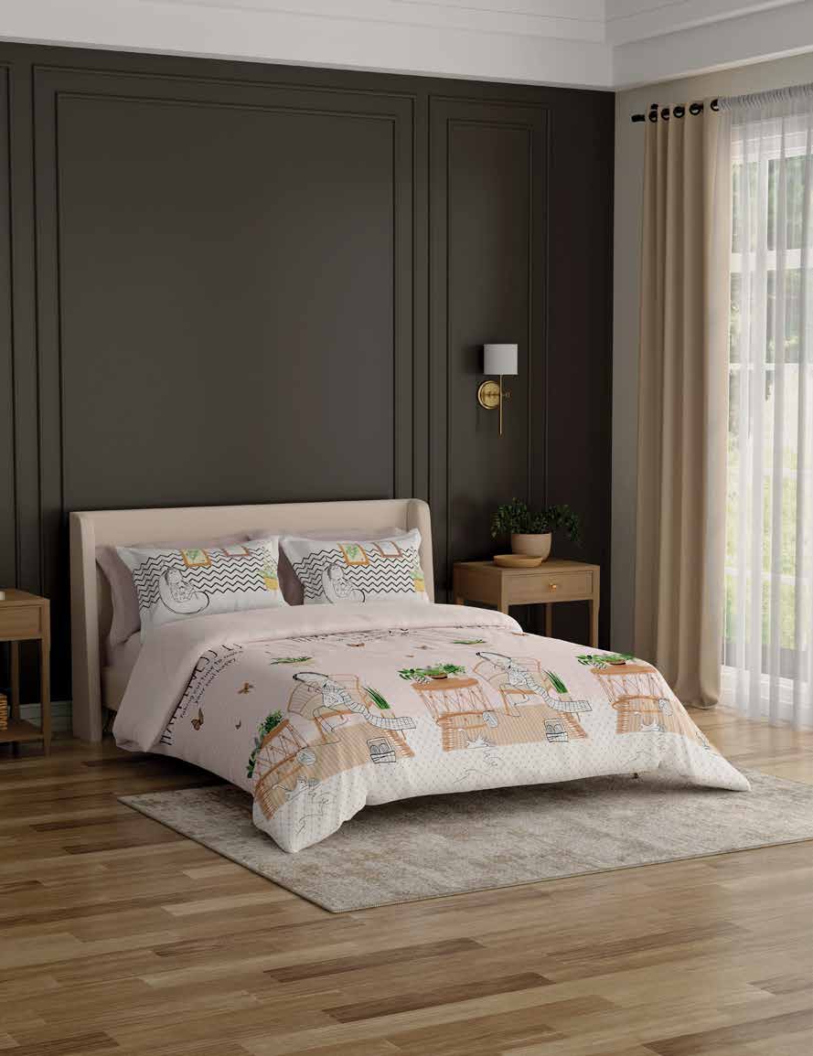 Portico New York Happiness Printed Cotton Super King Size Double Bed Bedsheet with Pillow Cover (274X274 cm, Multicolour)