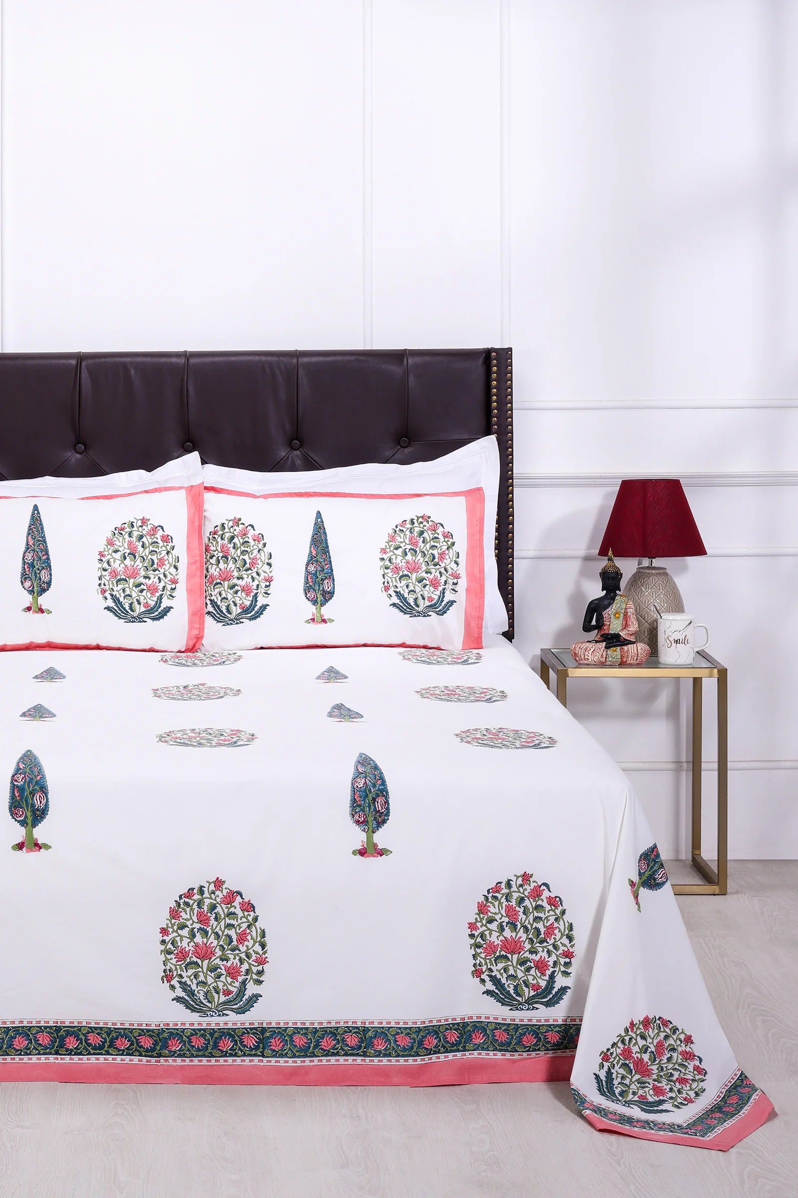 Cypress Fusion block Pink Cotton Percale Bedsheet -108 x 108inch - grahsajja