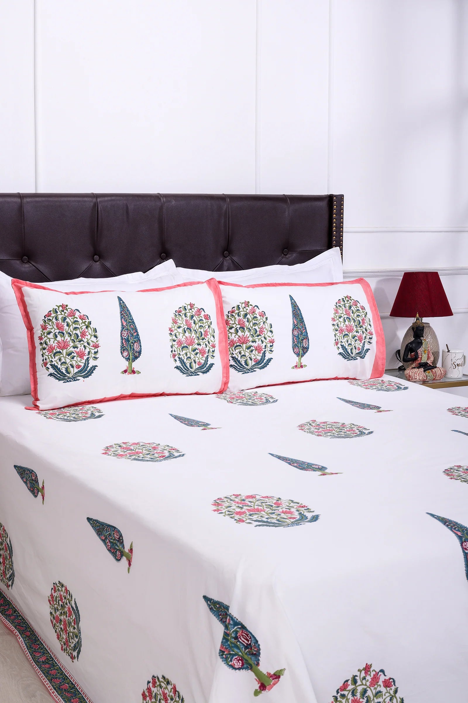 Cypress Fusion block Pink Cotton Percale Bedsheet -108 x 108inch - grahsajja