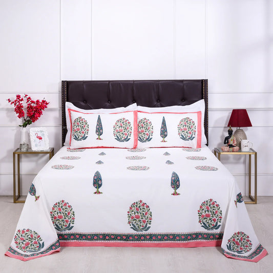 Cypress Fusion block Pink Cotton Percale Bedsheet -108 x 108inch - grahsajja