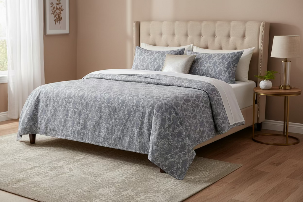 Sterling Summer 100% CottonPrinted Super King Bedsheet with 2Pillow Cover SS2026 WT