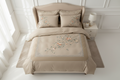 Floral printed bedding set with 'Roucelle France' branding on a white background