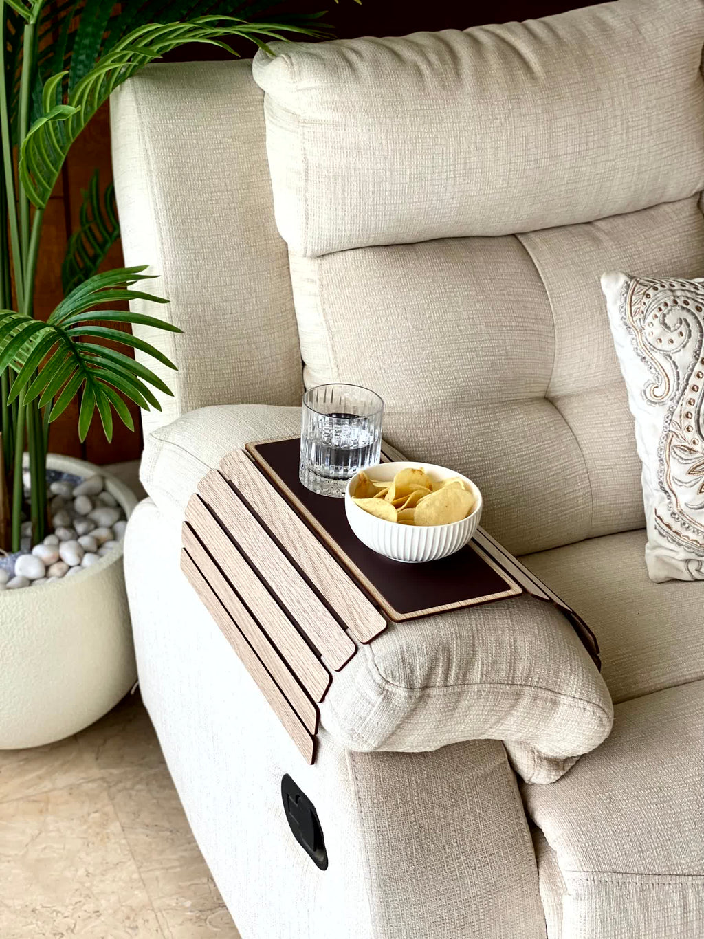 Sofa Armrest Tray | Cream