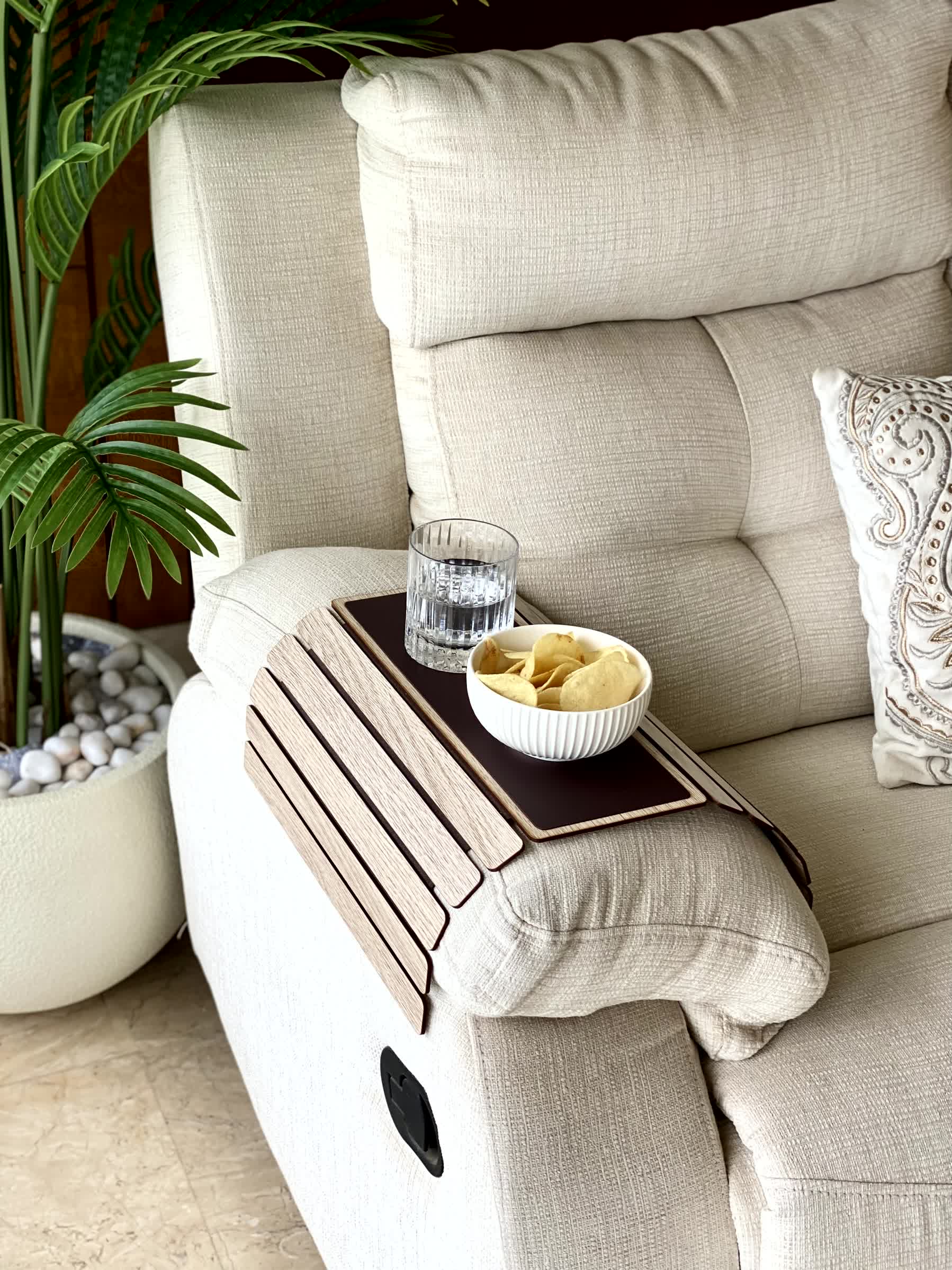 Sofa Armrest Tray | Cream