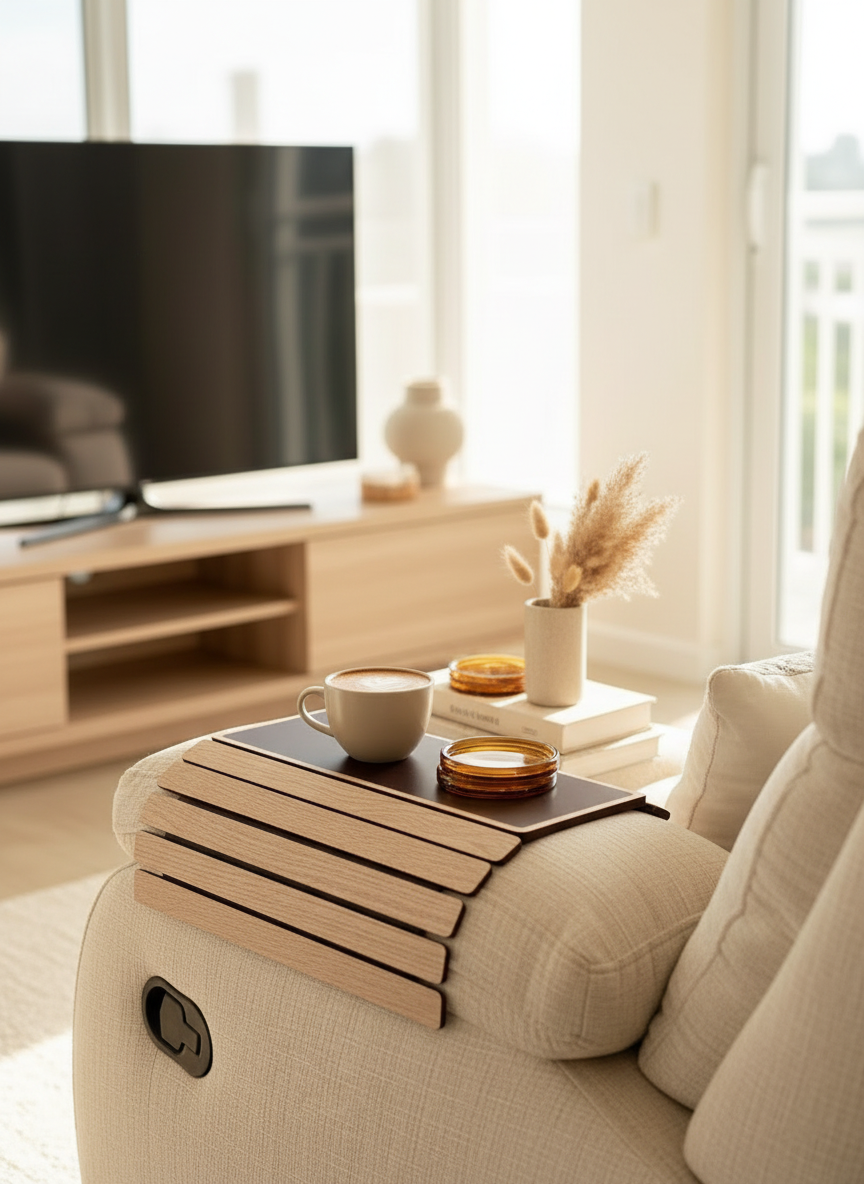 Sofa Armrest Tray | Cream
