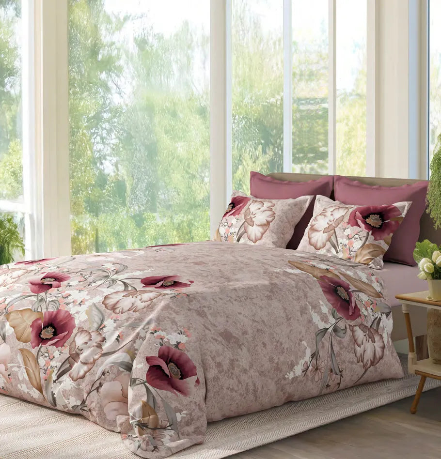 Sansaar Impression Collection-II King Size Bedsheet 2pc Pillow Cover CAMELLIA