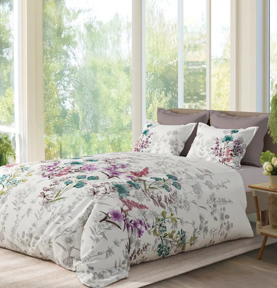 Sansaar Impression Collection-II King Size Bedsheet 2pc Pillow Cover FERN GARDEN