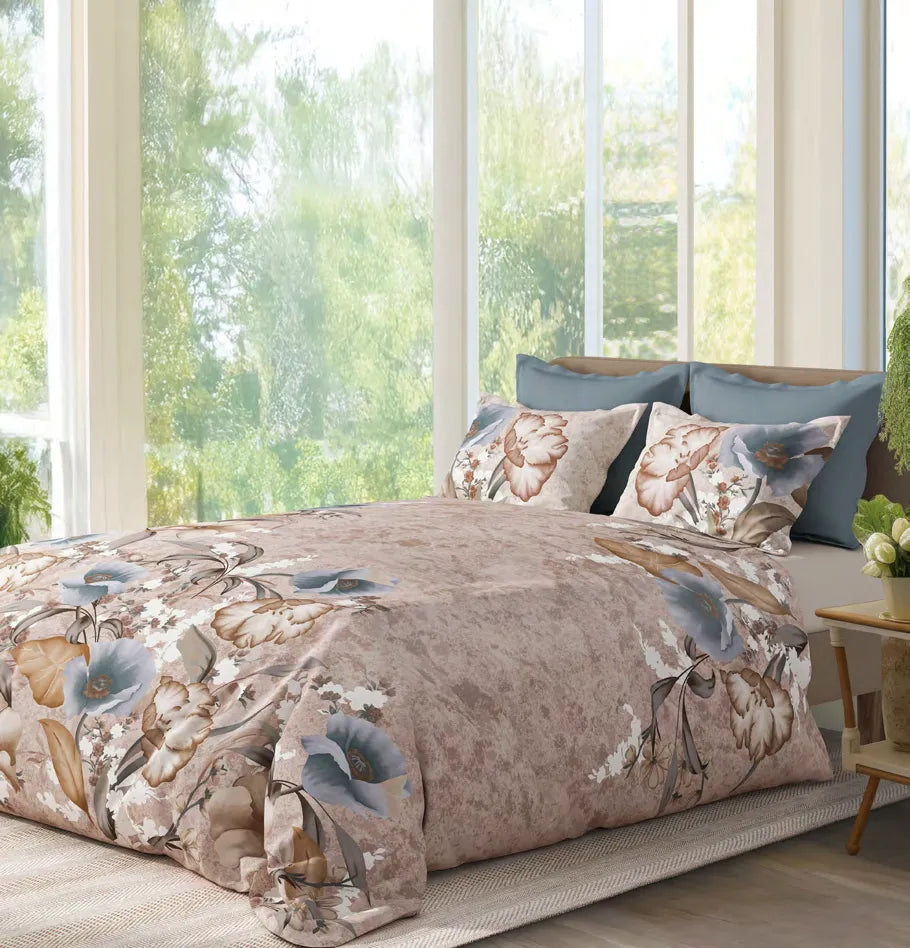 Sansaar Impression Collection-II King Size Bedsheet 2pc Pillow Cover CAMELLIA