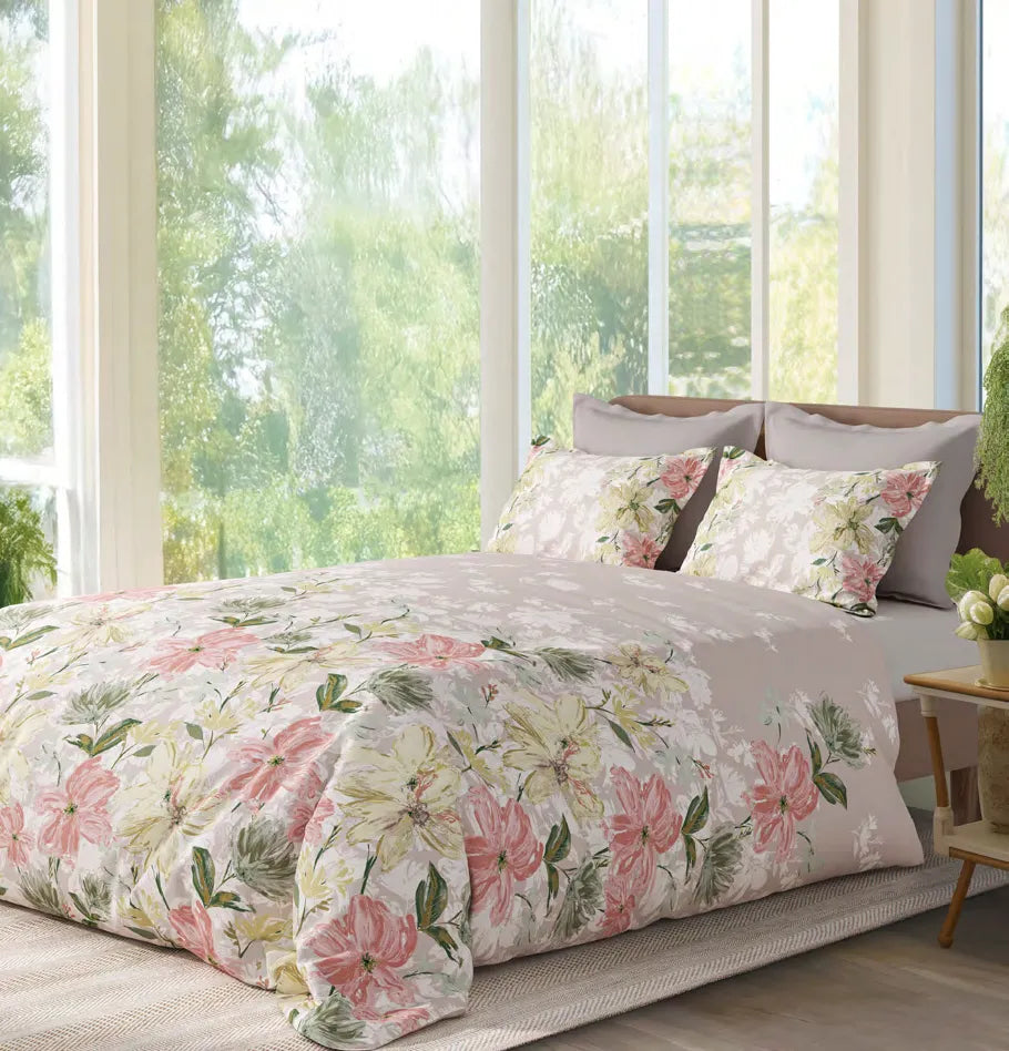 Sansaar Impression Collection-II King Size Bedsheet 2pc Pillow Cover SPRINGFLOWER