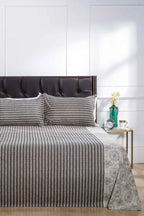 Block Printed Bedsheet Geometric Beige 90 x 108inch - grahsajja